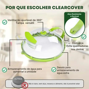 🌟 CLEARCOVER - TAMPA QUE MANTÉM SEU MICROONDAS LIMPO E SUA REFEIÇÃO QUENTINHA + 3 Brindes